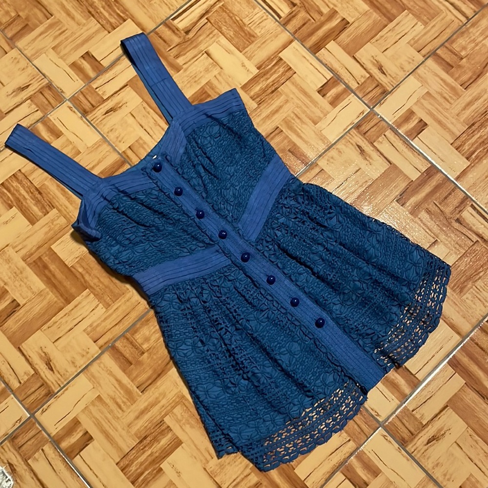 Tracey Reese Blue Lace Top XS